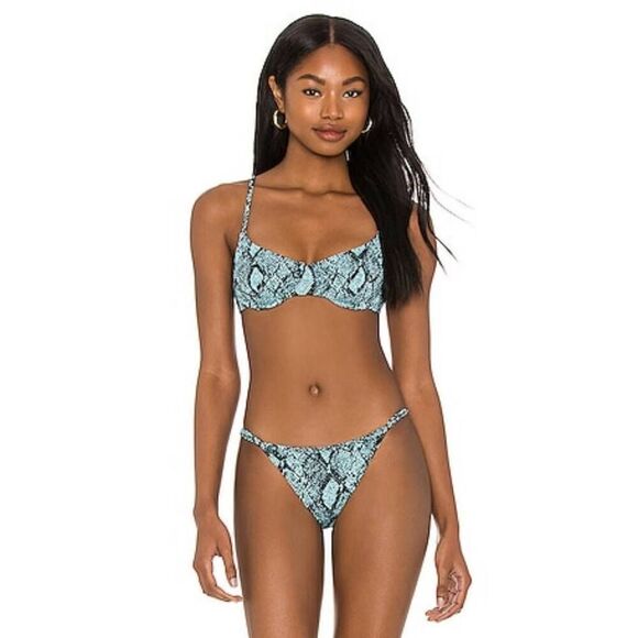 Solid & Striped The Lulu Swimwear Womens Medium Snake Jacquard Bottom Bikini Top - Picture 1 of 8